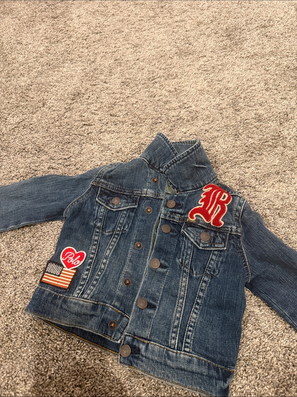 Ralph Lauren Kids Dark Blue Denim Jacket with Red Patch